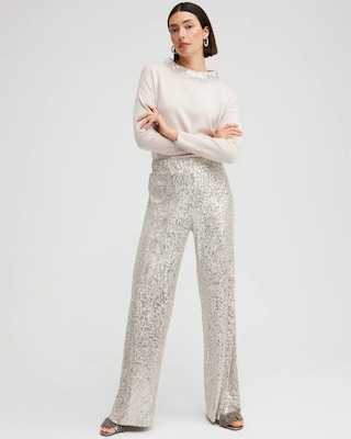 Black Label Sequin Wide Leg Pants click to view larger image.