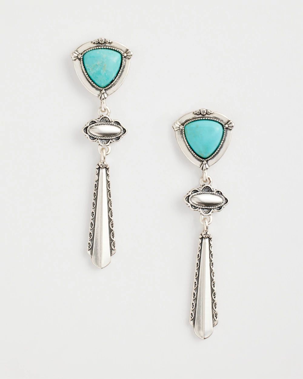 Turquoise Motif Linear Drop Earrings