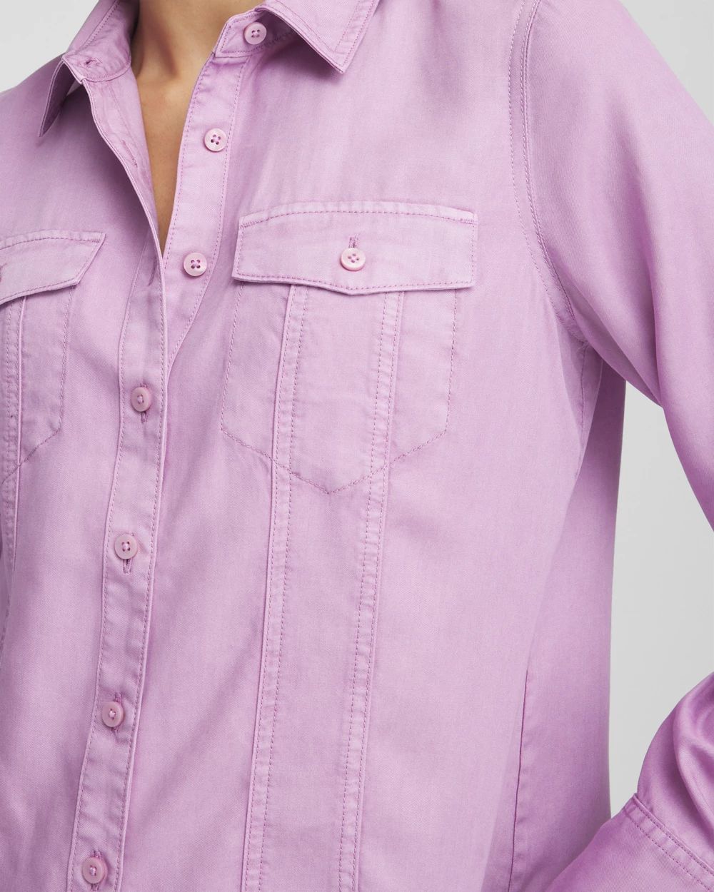 Split Cuff Denim Pocket Shirt click to view larger image.