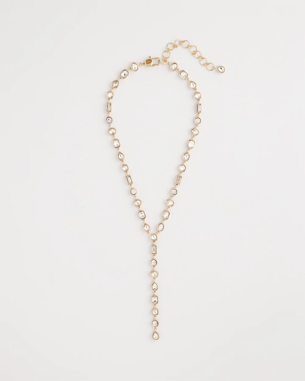 Bezel Set Goldtone Y-Necklace