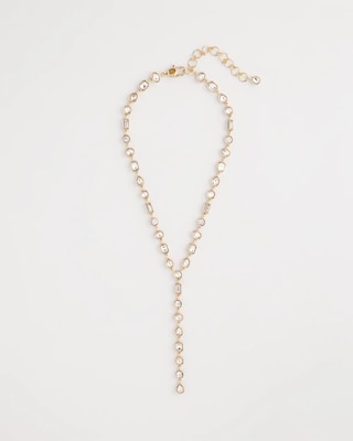 Bezel Set Goldtone Y-Necklace