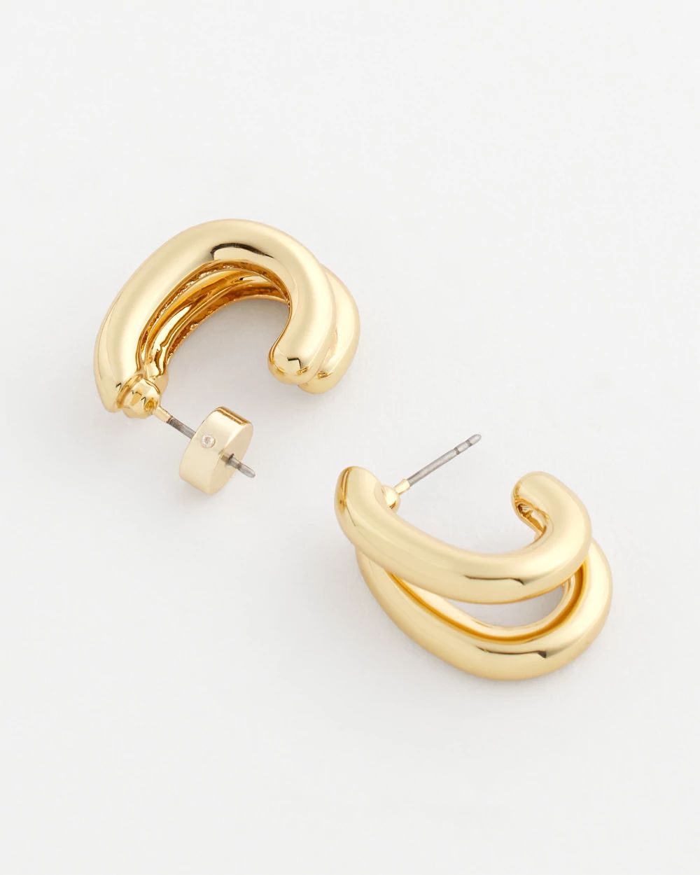 No Droop® Goldtone Double Hoop Earrings click to view larger image.