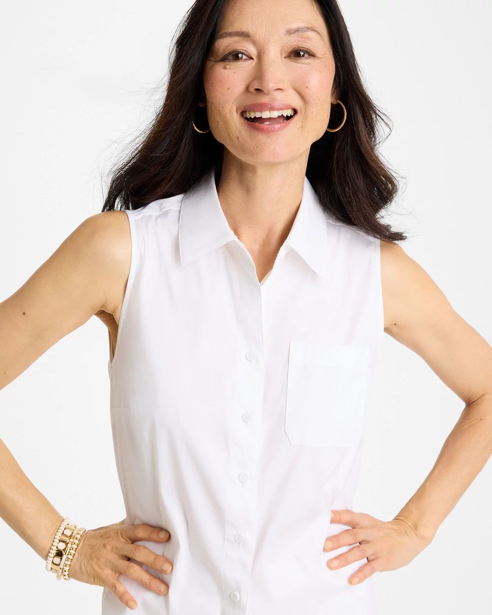 Poplin Cotton Collared Tunic click to view larger image.