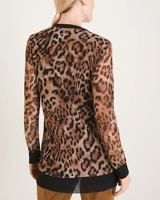 Animal-Print Mesh Cardigan