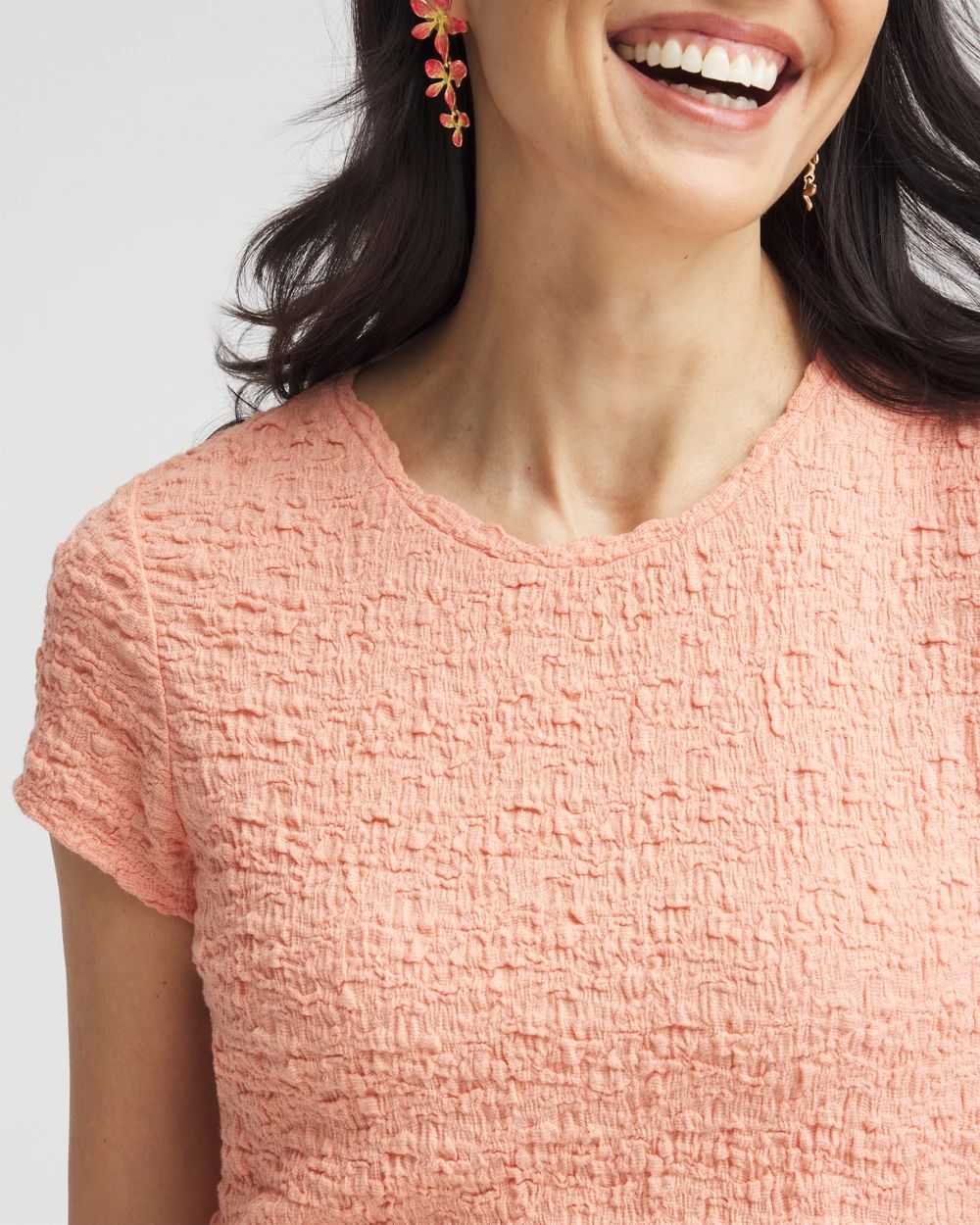 Textured Cap Sleeve Tee click to view larger image.