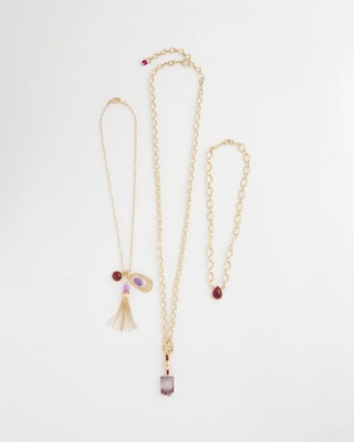 Convertible Three-Strand Stone Pendant Necklace click to view larger image.
