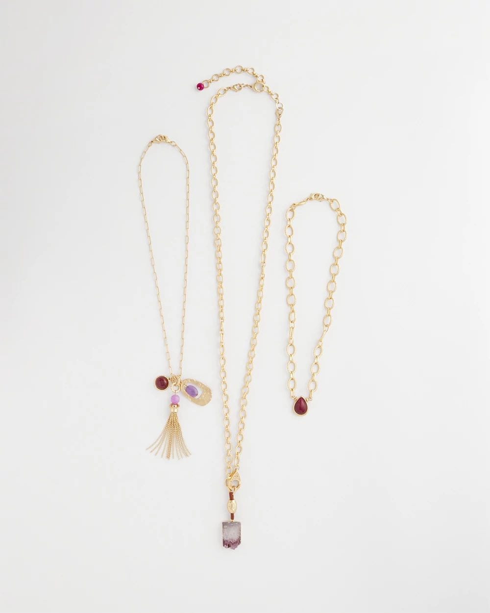 Convertible Three-Strand Stone Pendant Necklace