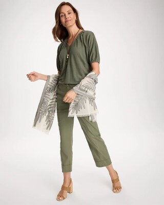 Linen Ruched V-Neck Tee click to view larger image.