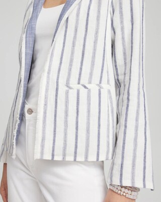 Stripe Linen Frayed Jacket click to view larger image.