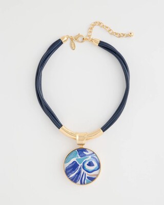 Handpainted Corded Pendant Necklace
