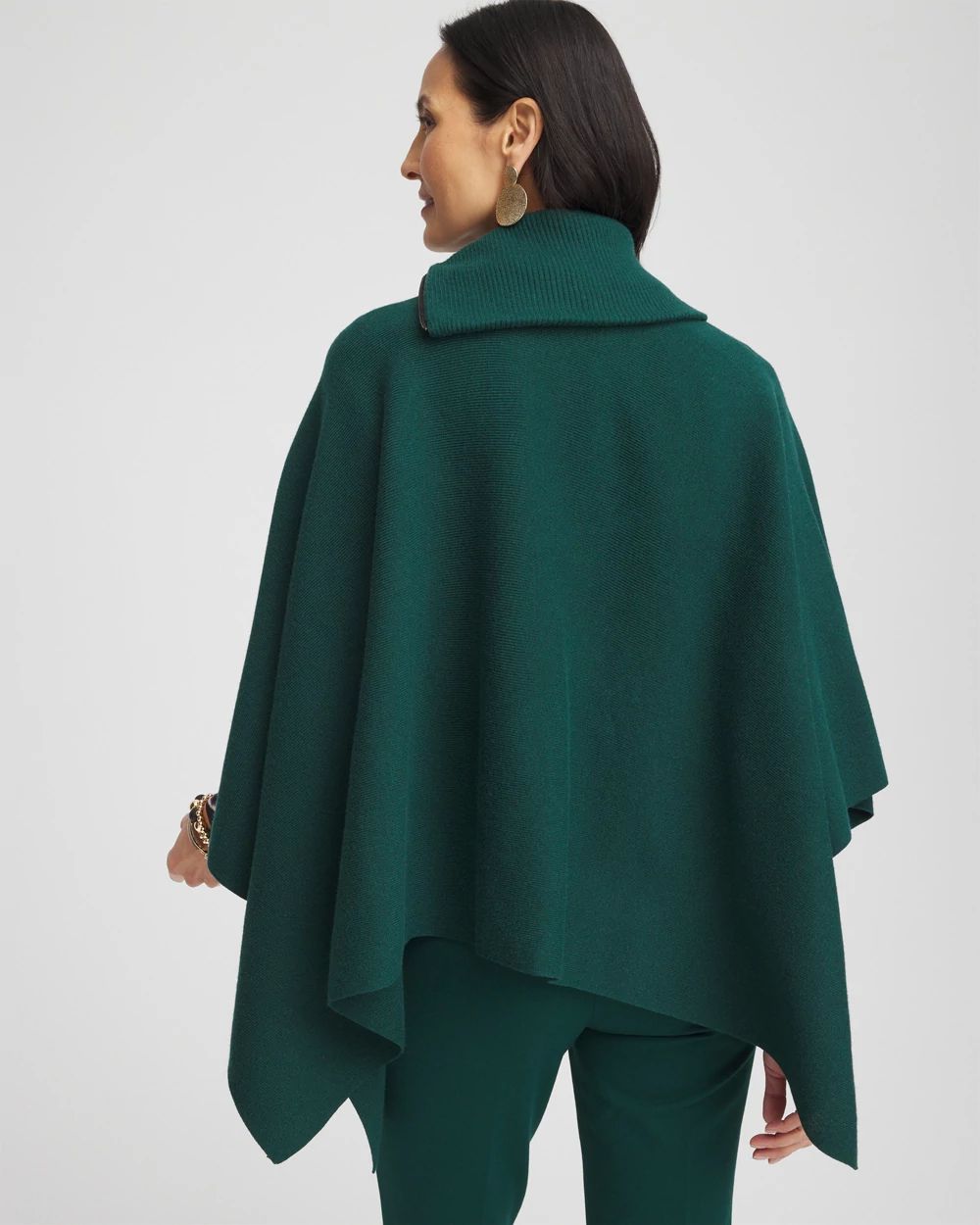 Split Neck Sweater Poncho