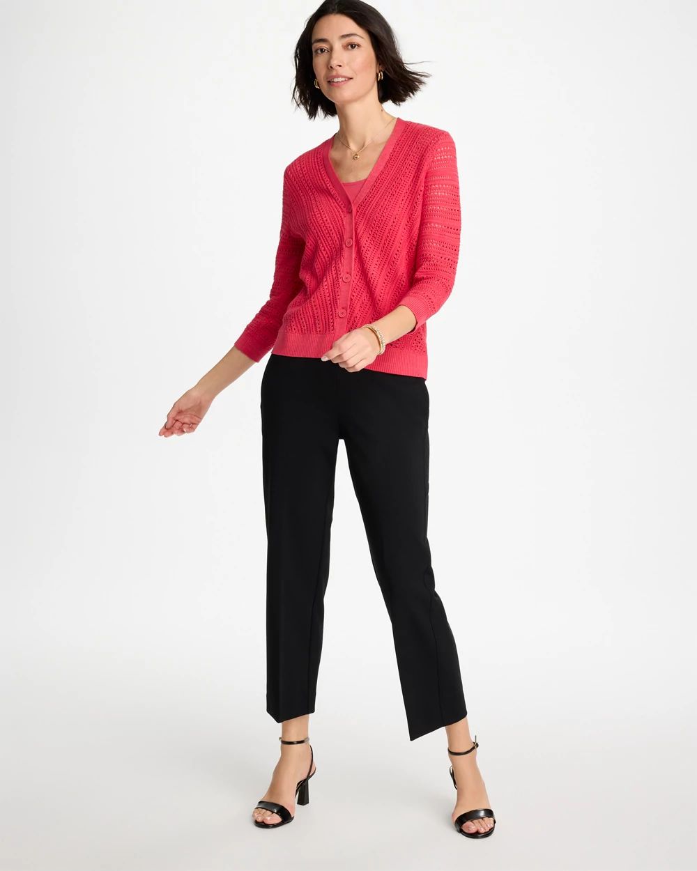 Stitchy V-Neck Cardigan click to view larger image.