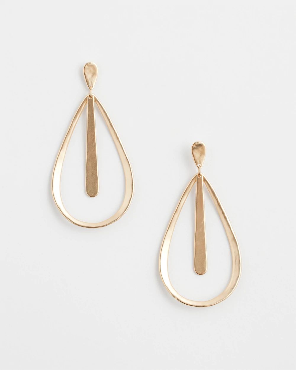 Gold Tone Matte Teardrop Earrings