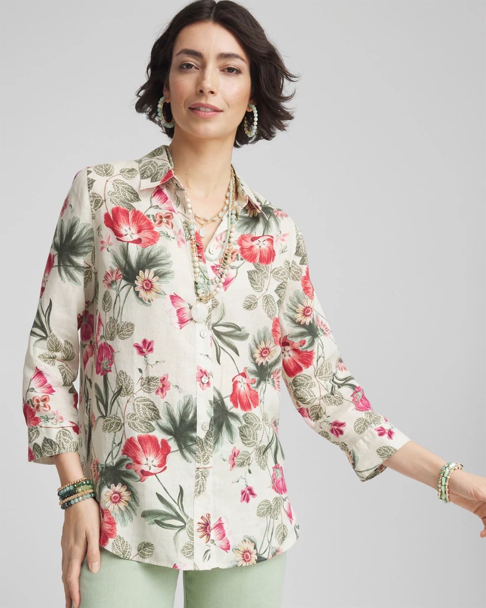 No Iron™ Garden Floral Linen Shirt