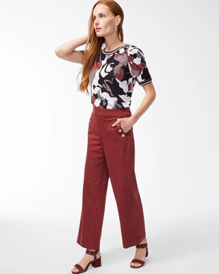 Jacquard Floral Pullover Sweater