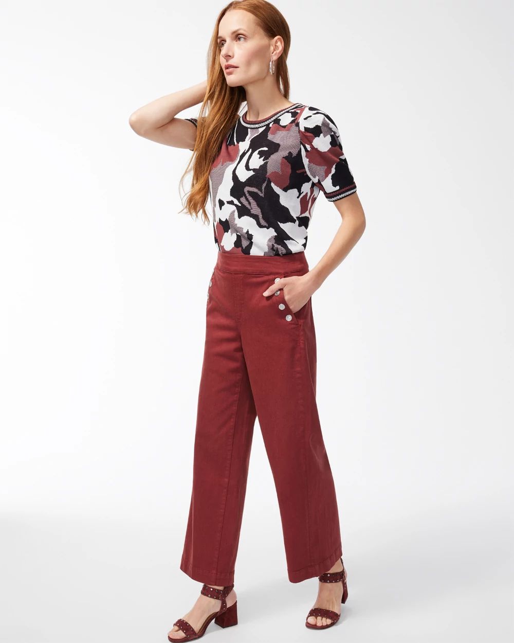 Jacquard Floral Pullover Sweater