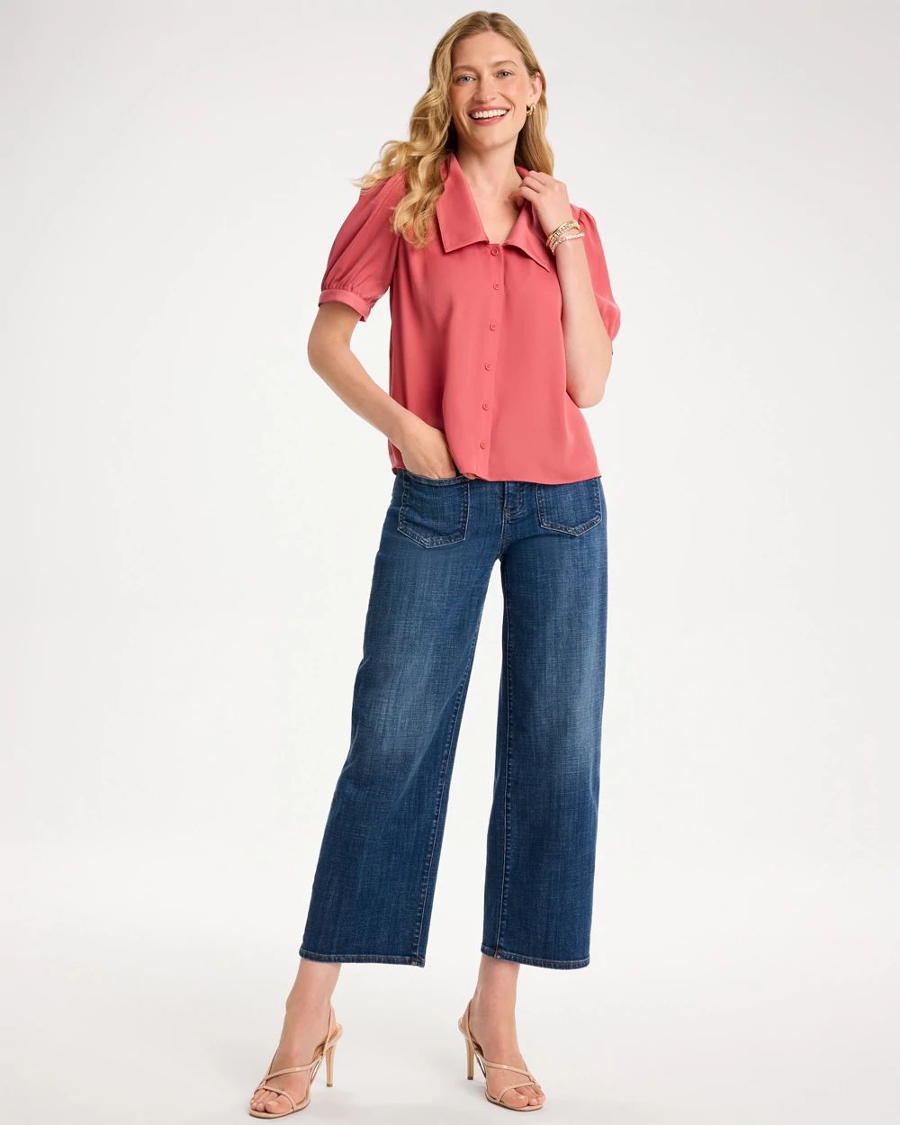 Girlfriend Wide-Leg Crop Jeans click to view larger image.