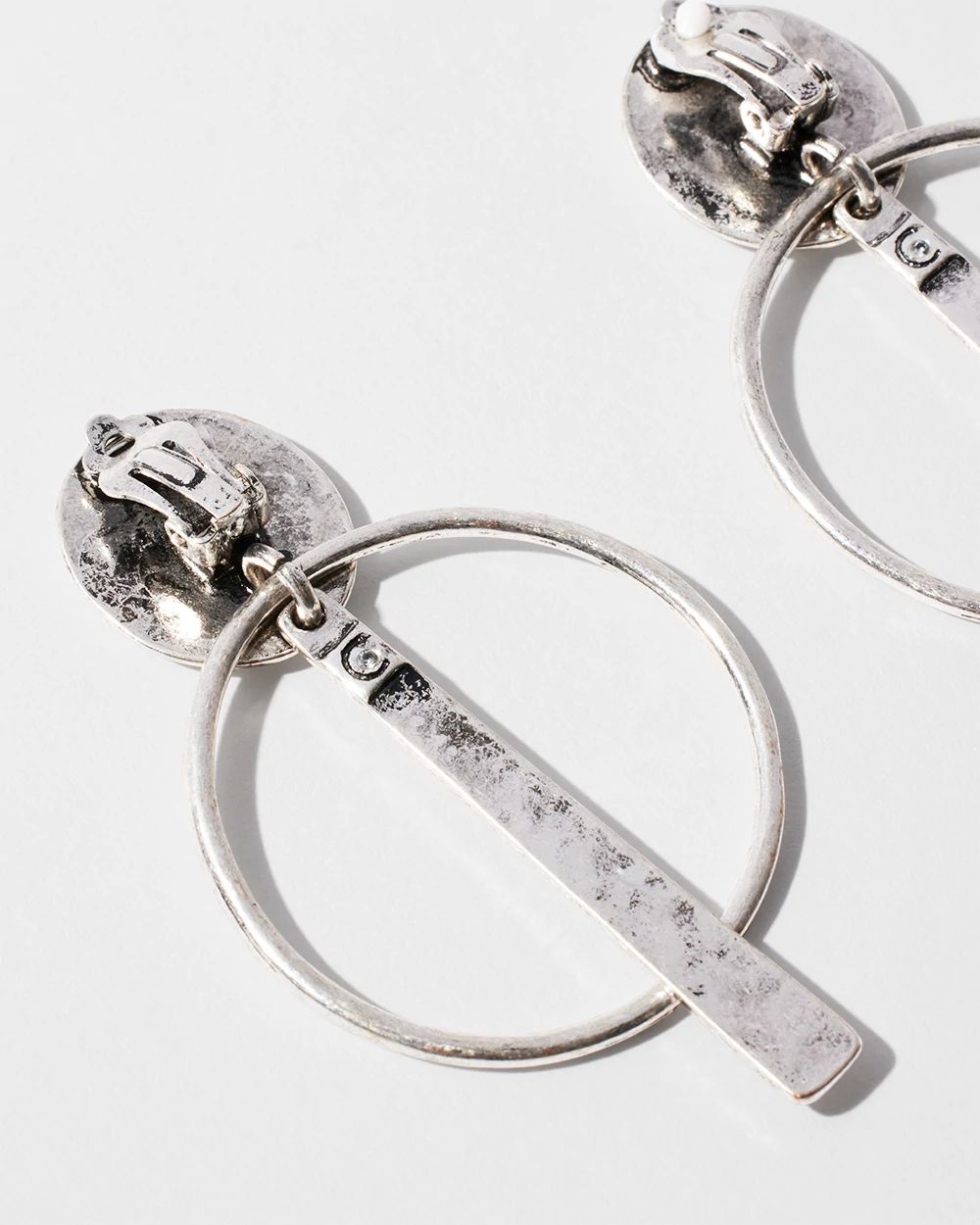 Silver Tone Clip-On Drop Earrings