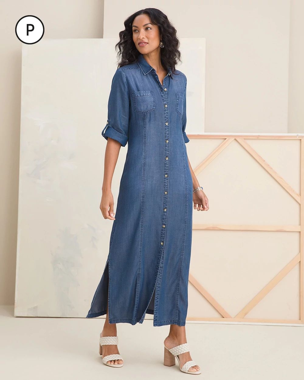 Petite Denim Maxi Dress