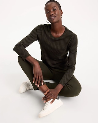 Zenergy® Knit Striped Ribbed Pullover click to view larger image.