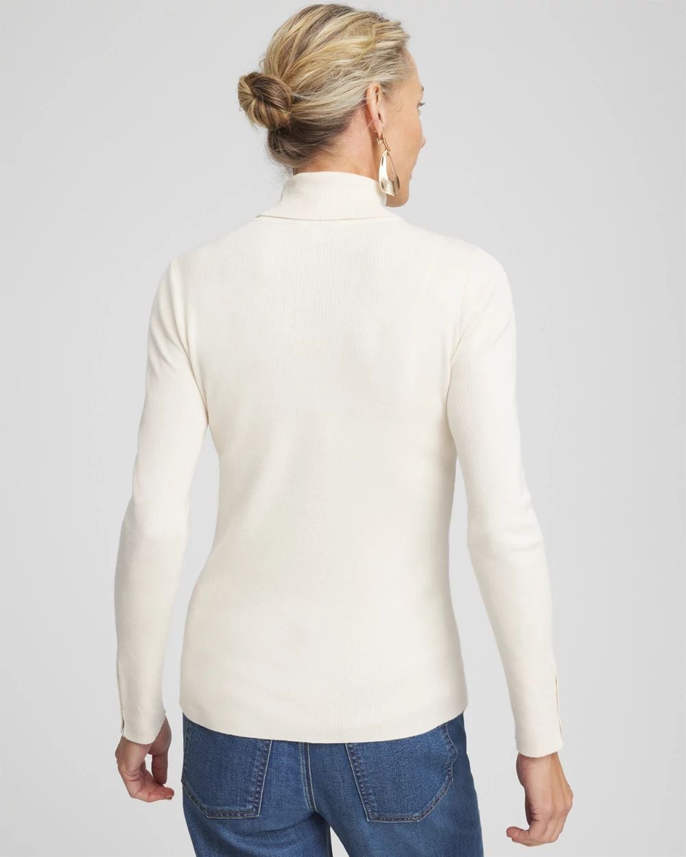 Ecovero™ Button Cuff Turtleneck Sweater click to view larger image.