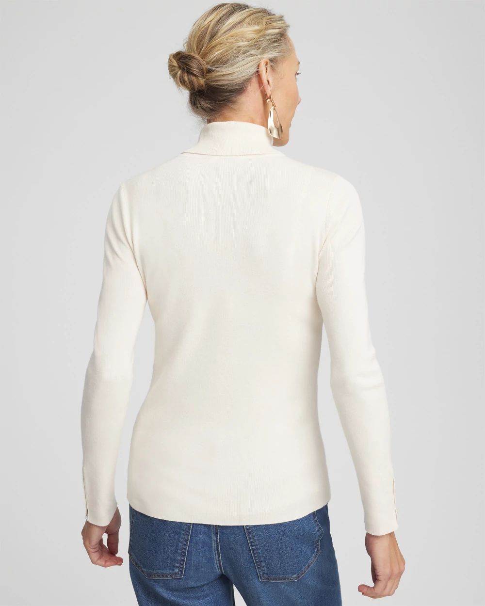 Ecovero™ Button Cuff Turtleneck Sweater
