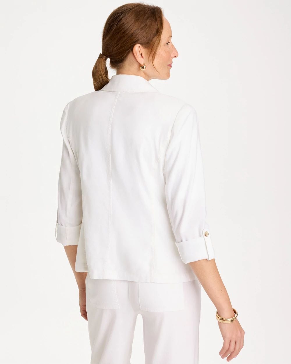Linen Roll Sleeve Blazer