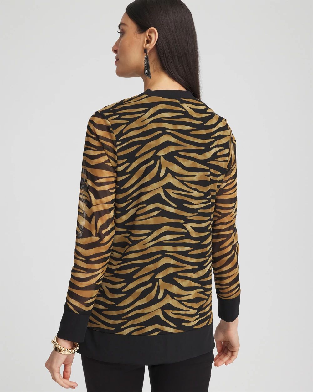 Tiger Print Mesh Cardigan
