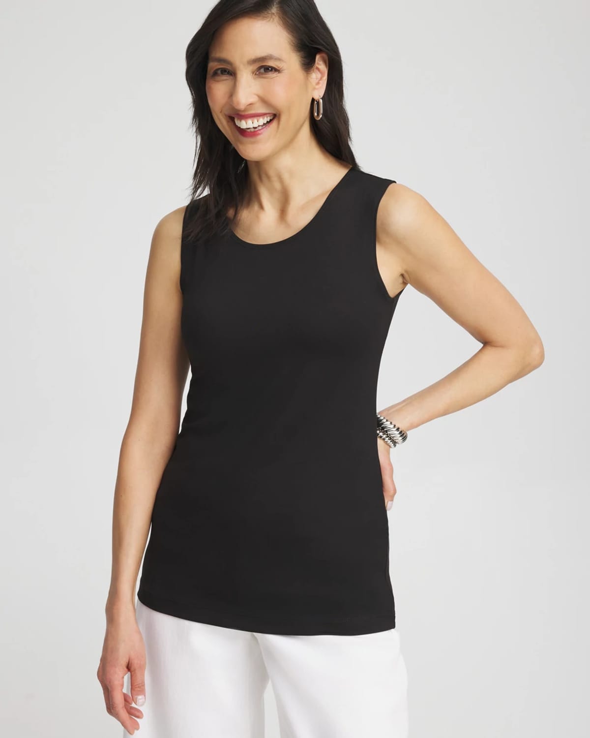 Chico's High Neck Microfiber Tank Top In Black Size 0/2 | In Black