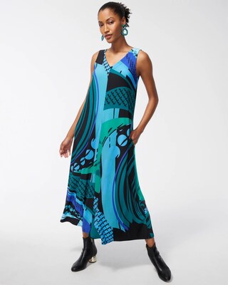 Abstract Print V-Neck Maxi Dress