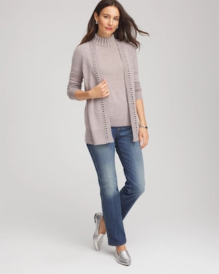 Cashmere Pearl Mockneck Sweater click to view larger image.