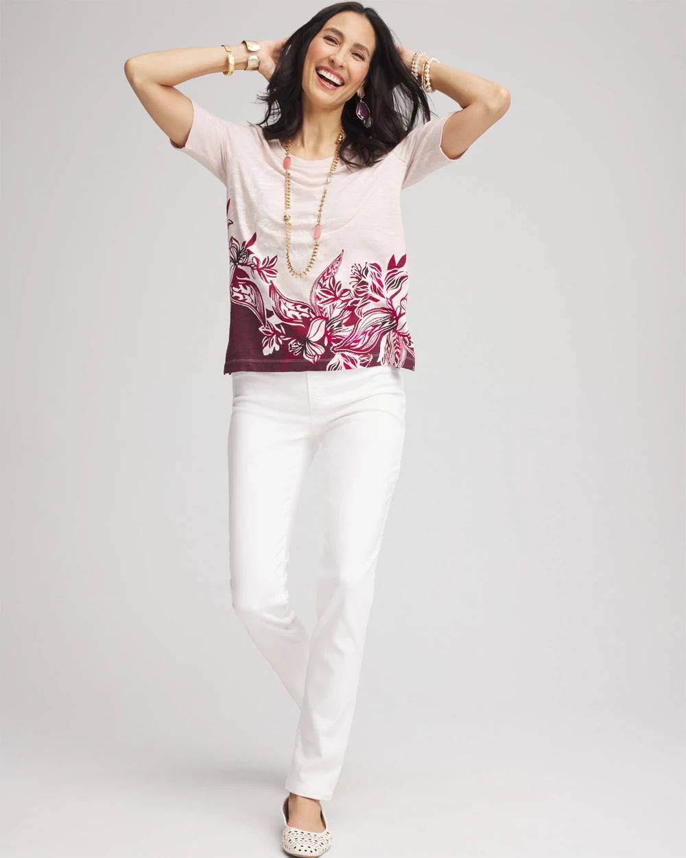 Floral Slub Scoop Neck Tee