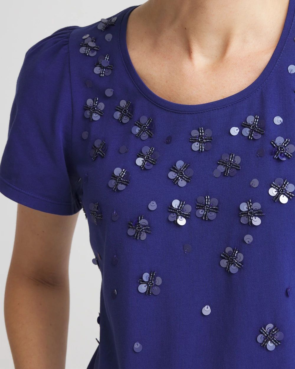 Embellished Flutter Sleeve Tee