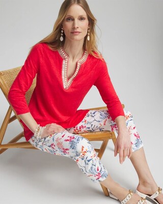 Linen Embellished Tunic click to view larger image.