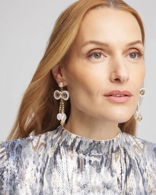 No Droop® Faux Pearl Bow Drop Earrings