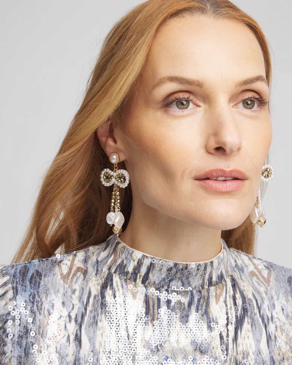 No Droop® Faux Pearl Bow Drop Earrings