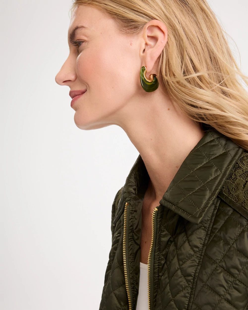 Green Resin Hoop Earrings click to view larger image.