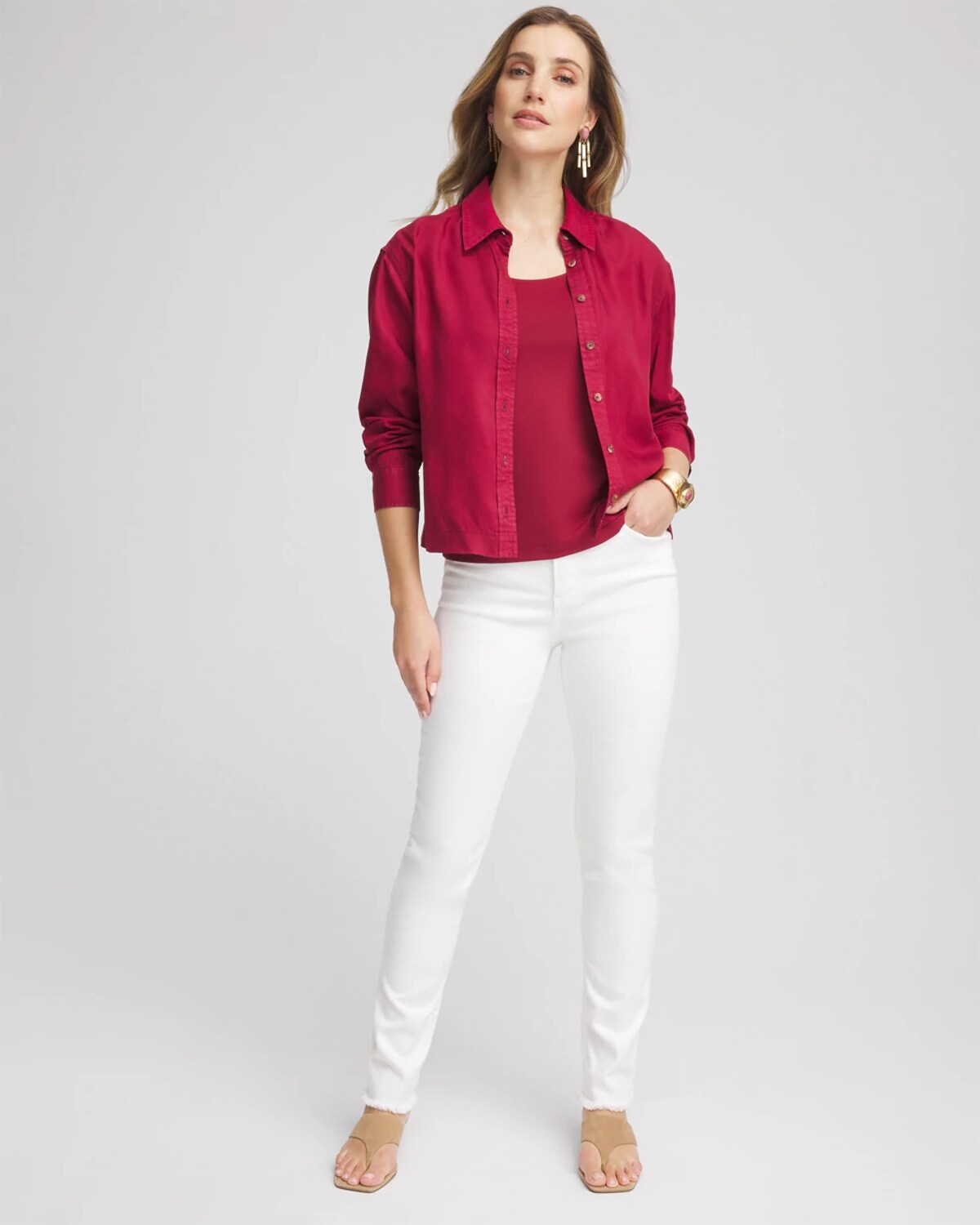 Chico's Microfiber Tank In Russet Red In Red