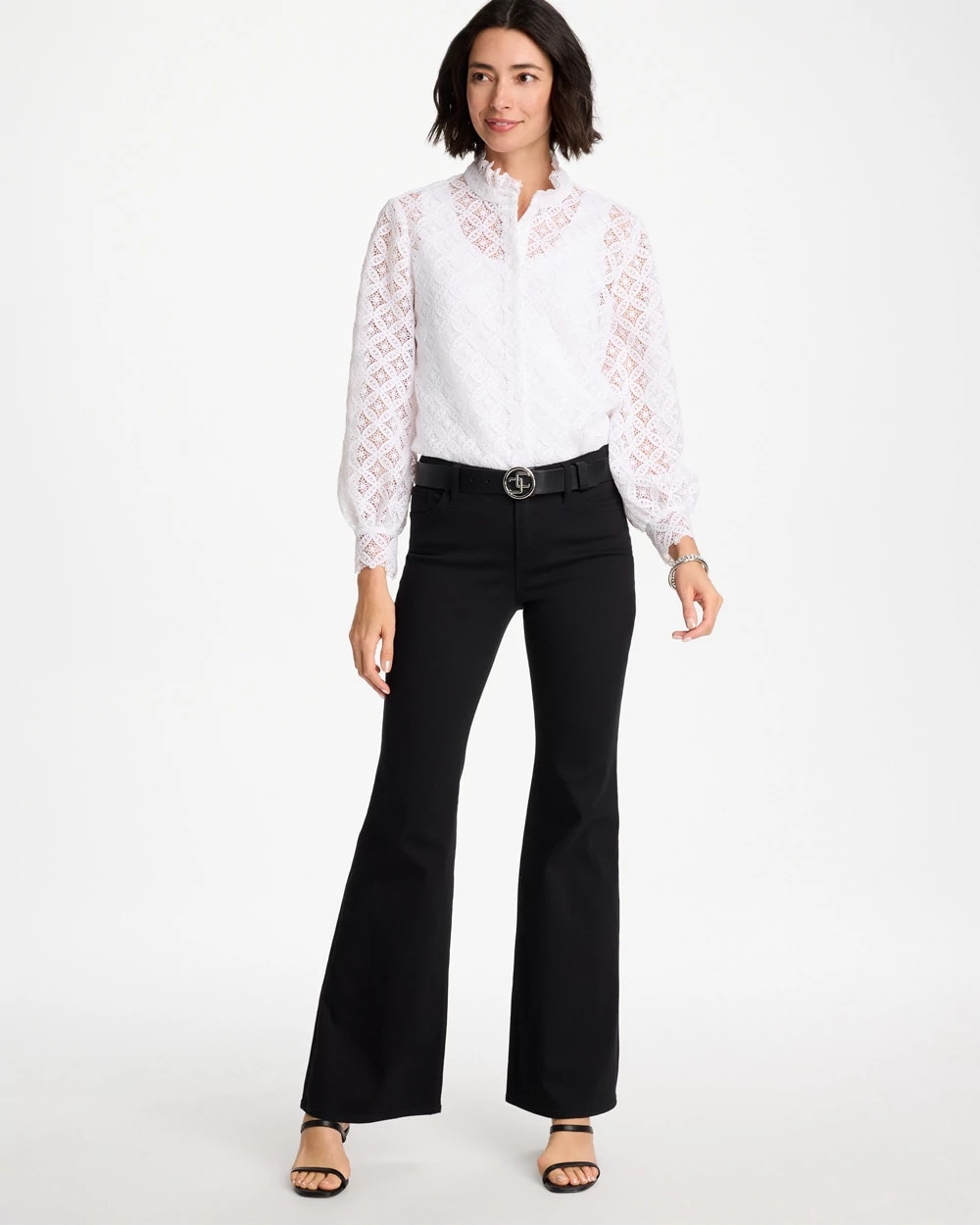 Women's Petite Girlfriend Flared Leg Jeans in Black | Chico's