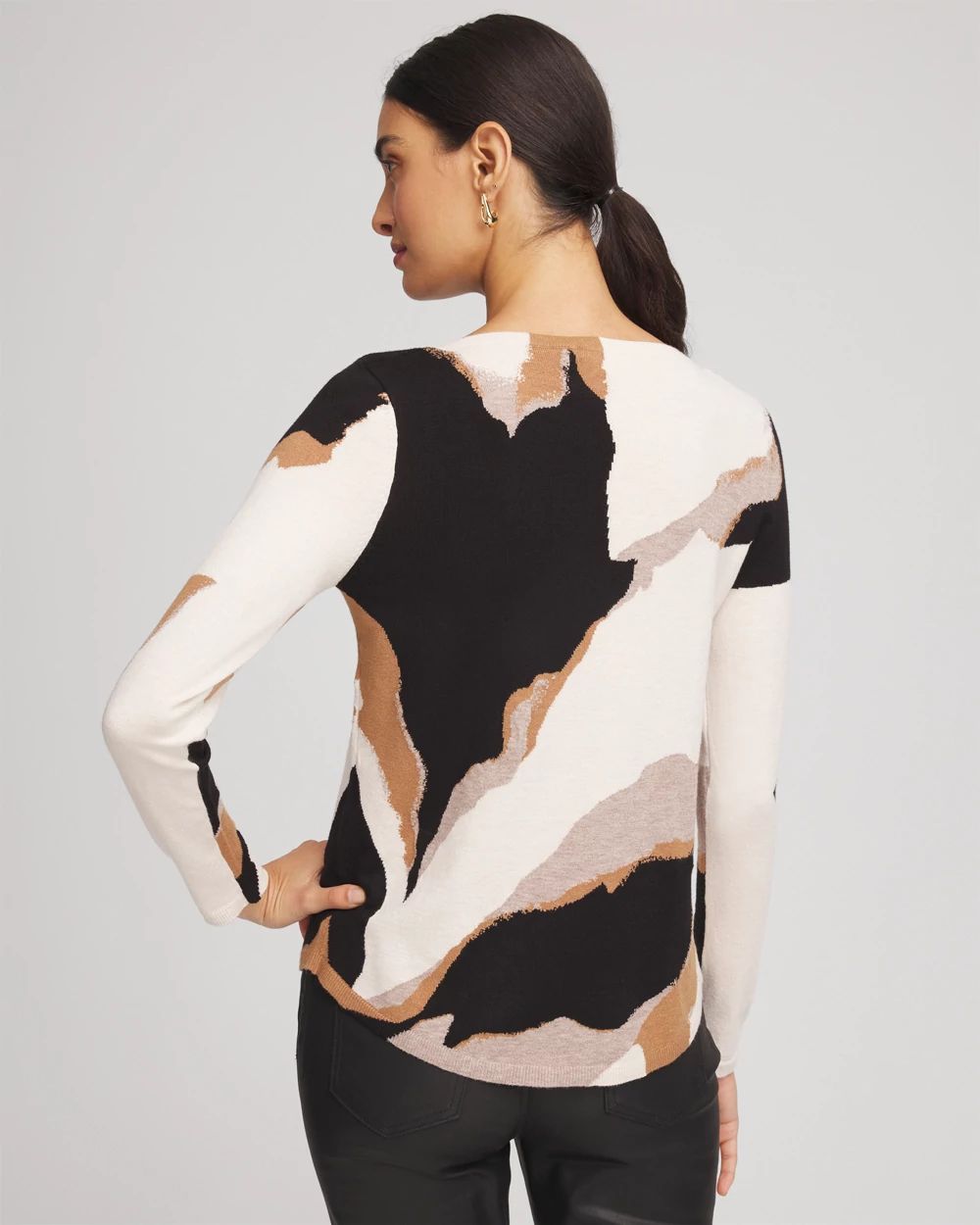 Ella Boatneck Intarsia Pullover Sweater click to view larger image.