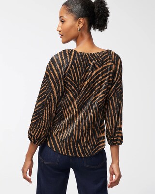 Print Metallic Crinkle Top
