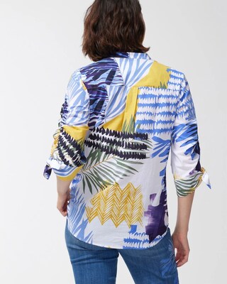 Mixed Folliage Print Cotton Blouse