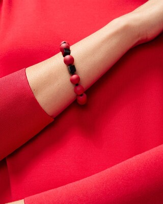 Matte Red Square Stretch Bracelet