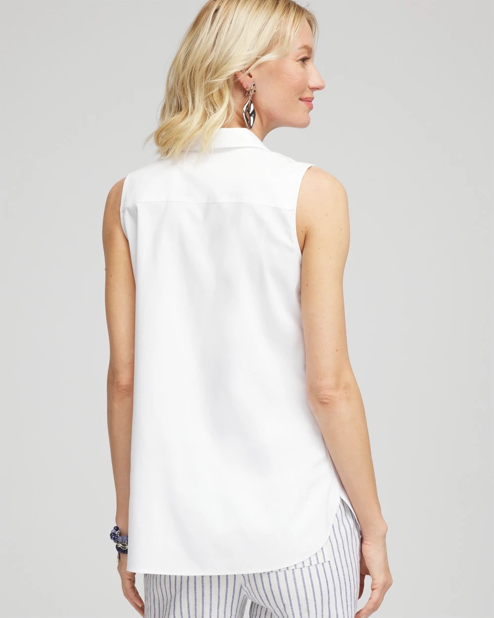 No Iron Sleeveless Sateen Shirt