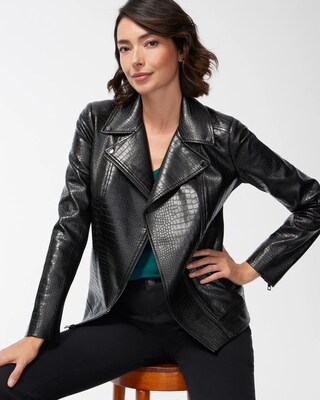 Faux Crocodile Moto Jacket