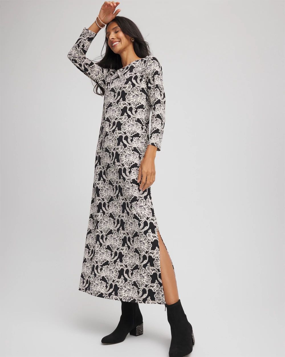 Printed Jersey Knit Maxi Dress