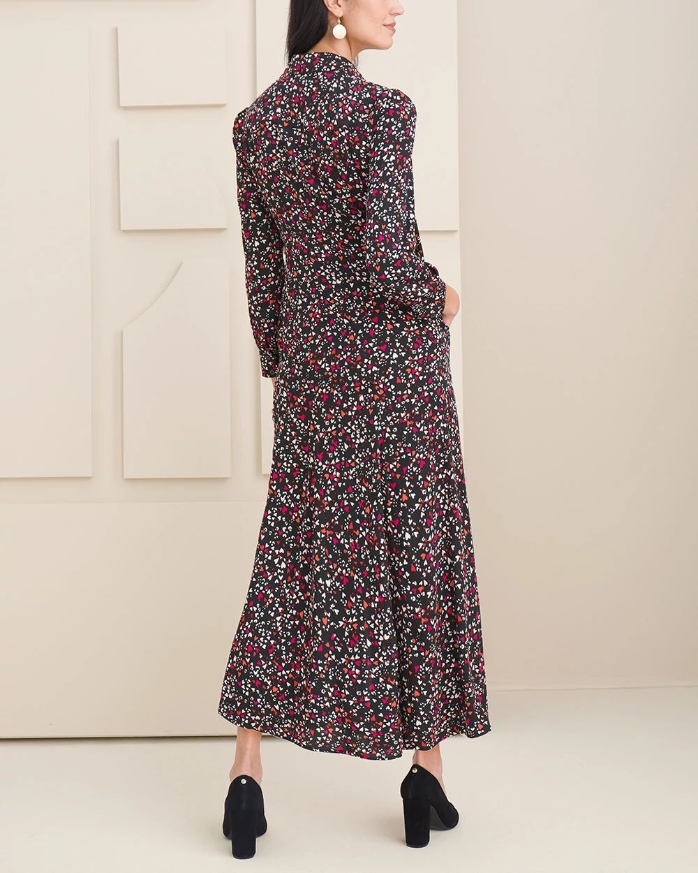 Heart Print Maxi Shirt Dress
