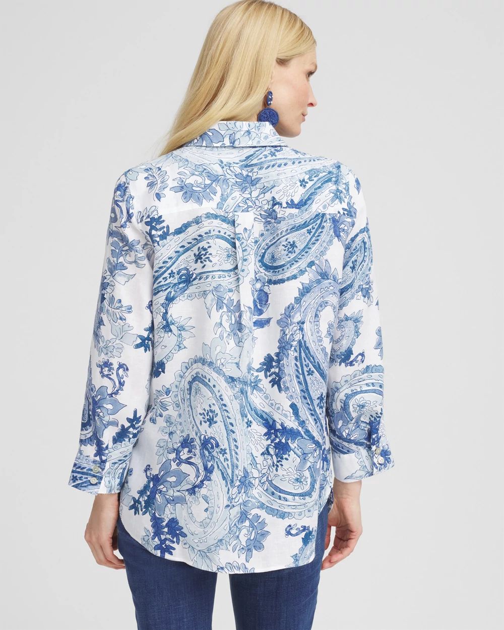 No Iron™ Paisley Linen Shirt click to view larger image.