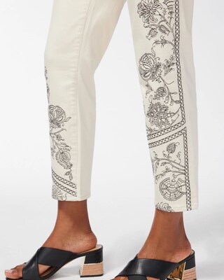 Girlfriend Embroidered Ankle Jeans