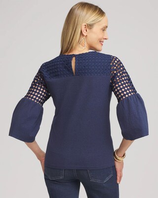 Faux Denim Lace Mix Top